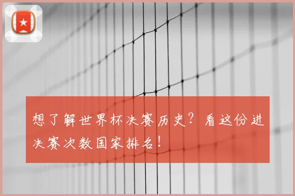 想了解世界杯决赛历史？看这份进决赛次数国家排名！